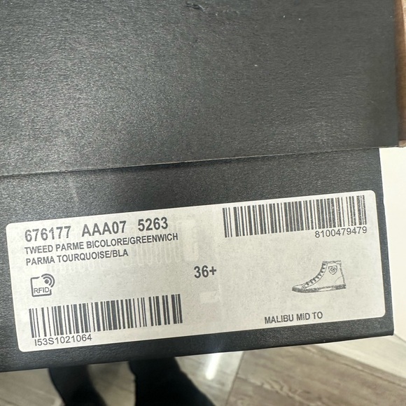 BNIB - Saint Laurent Bedford Tweed & Leather Turquoise Mid Top Sneakers - Size 7 - Picture 12 of 12